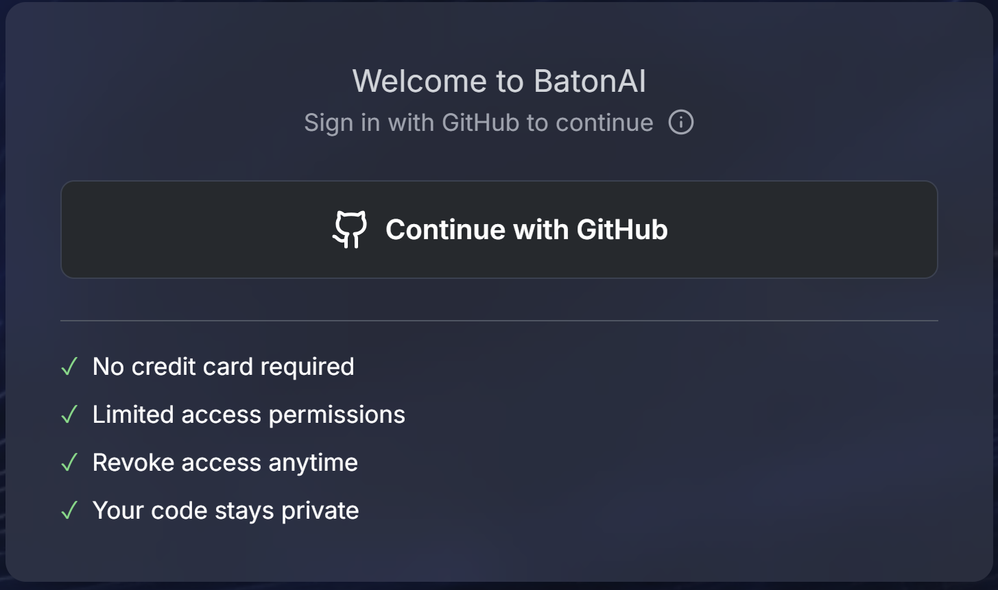 Baton login UI